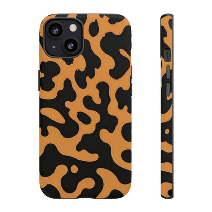 Leopard Print Phone Case — Orange & Black Tough Pattern Protective Cover