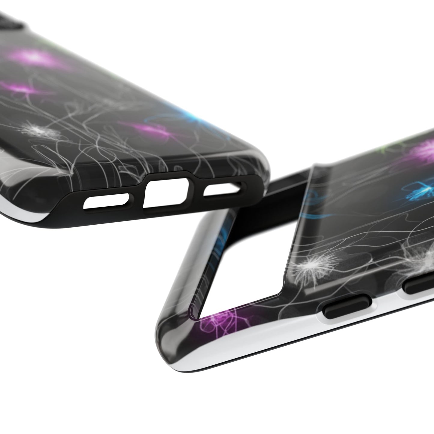 Neon Floral Tough Phone Case — Glow Flower Protective iPhone Cover
