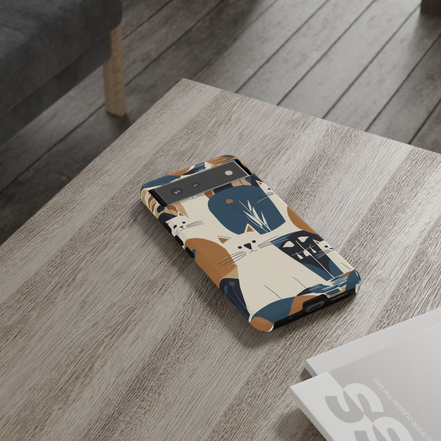 Cat Pattern Phone Case – Retro Abstract Cats Protective iPhone Cover