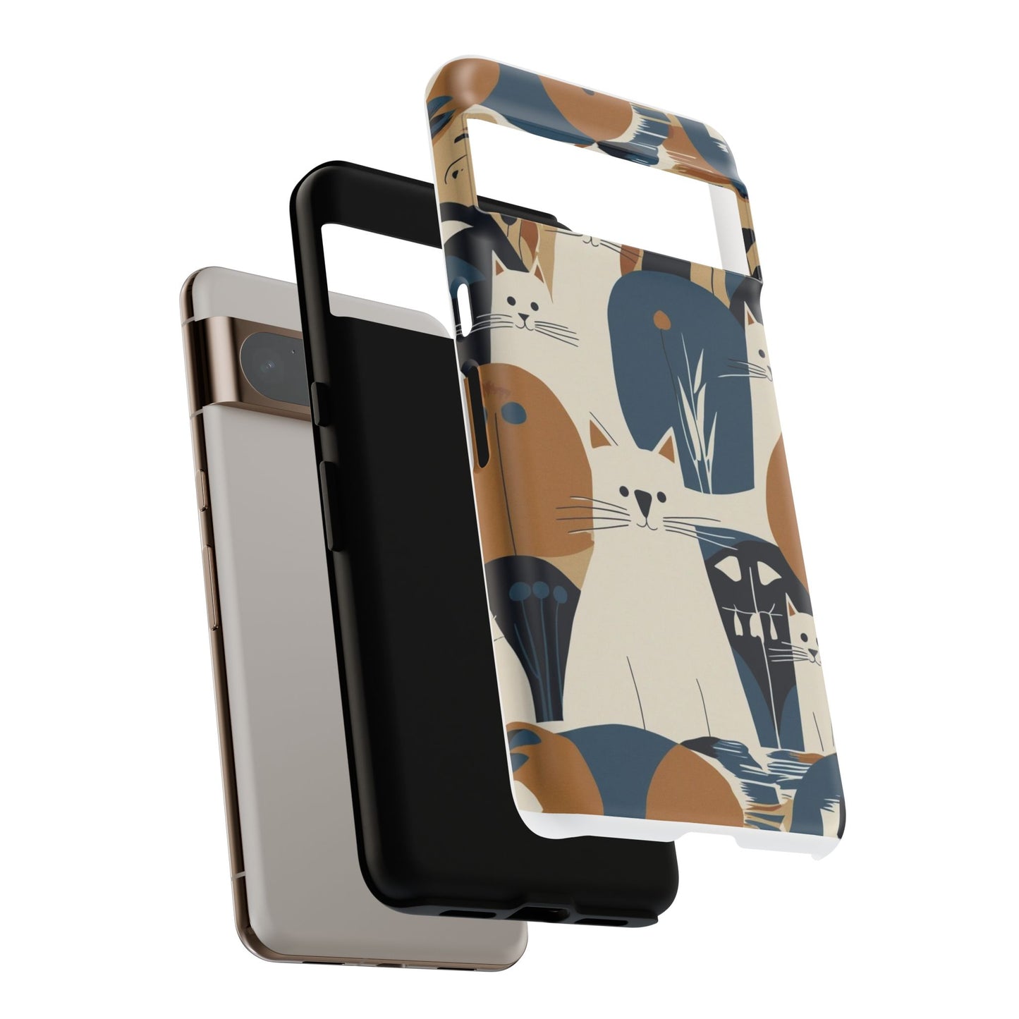 Cat Pattern Phone Case – Retro Abstract Cats Protective iPhone Cover