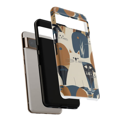 Cat Pattern Phone Case – Retro Abstract Cats Protective iPhone Cover