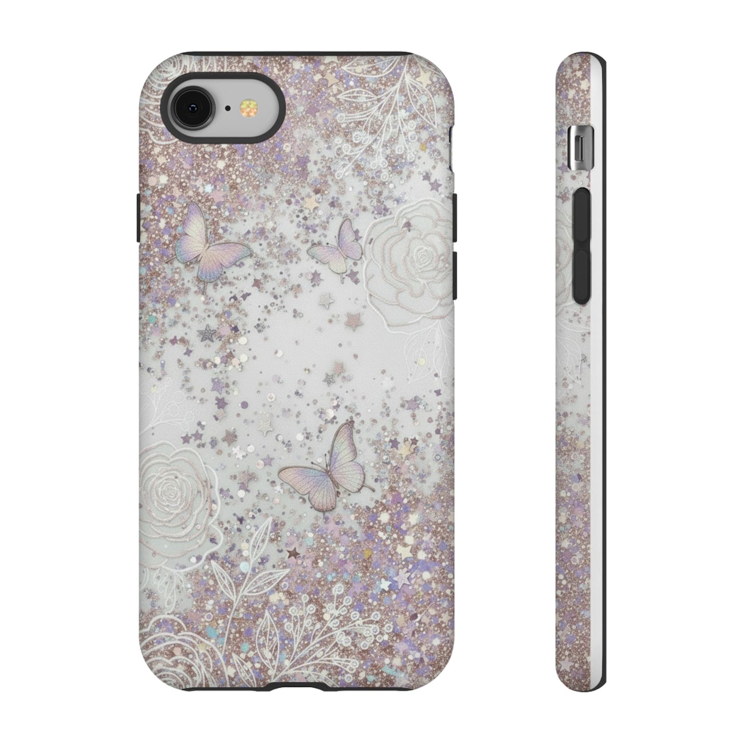 Butterfly Glitter Tough Phone Case — Floral Sparkle Protective Case