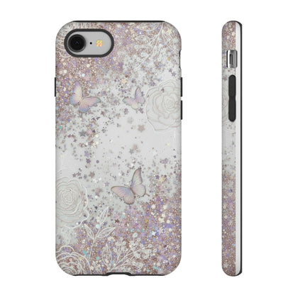 Butterfly Glitter Tough Phone Case — Floral Sparkle Protective Case