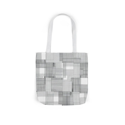 Canvas Tote Bag — Gray Geometric Patchwork Pattern, Eco-Friendly Market Tote