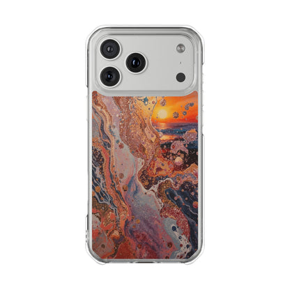 Clear Magnetic Phone Case — Abstract Sunset Resin Art