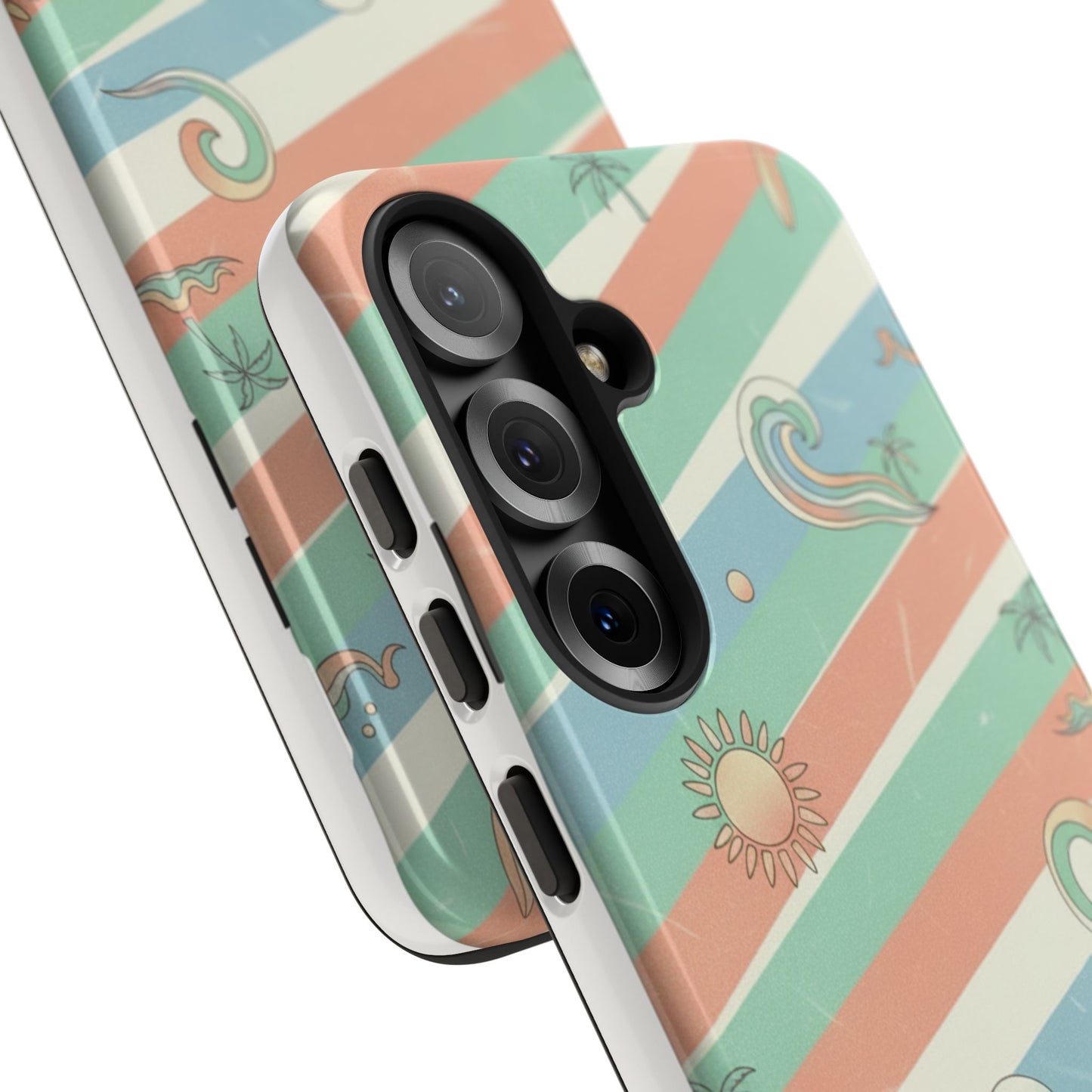 Surf Stripe Tough Phone Case — Retro Beach Waves Pattern