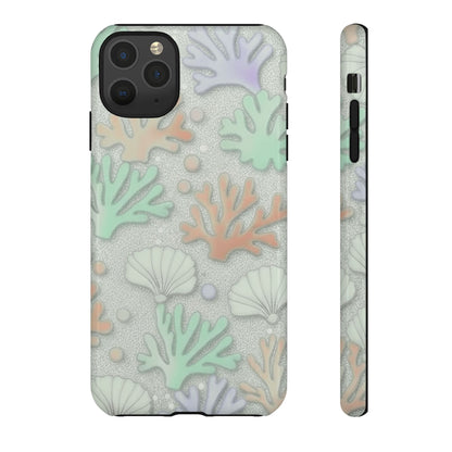 Pastel Coral Reef Tough Phone Case – Sea Shell & Coral Pattern Durable Protector