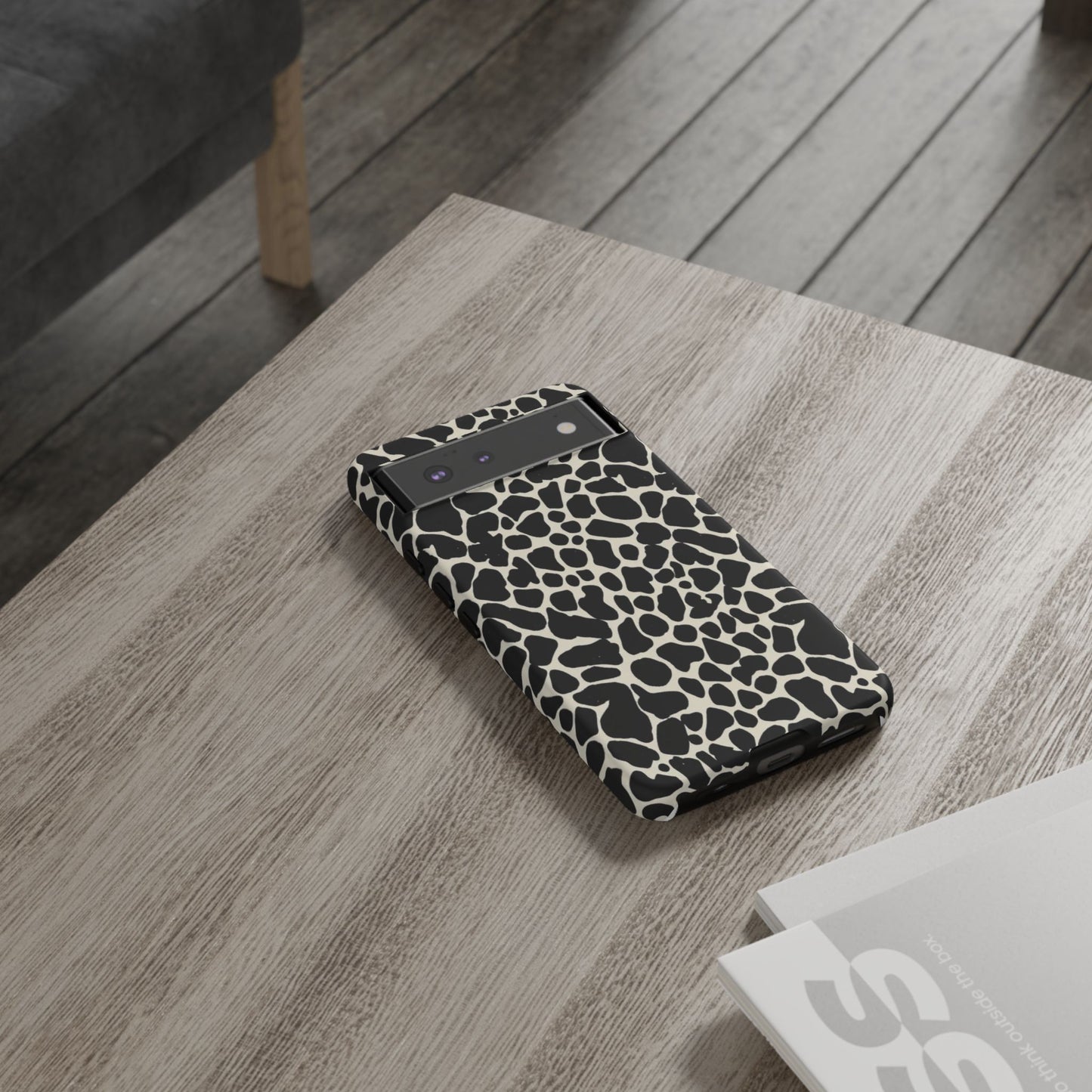 Black and White Cowhide Phone Case — Protective Tough Case