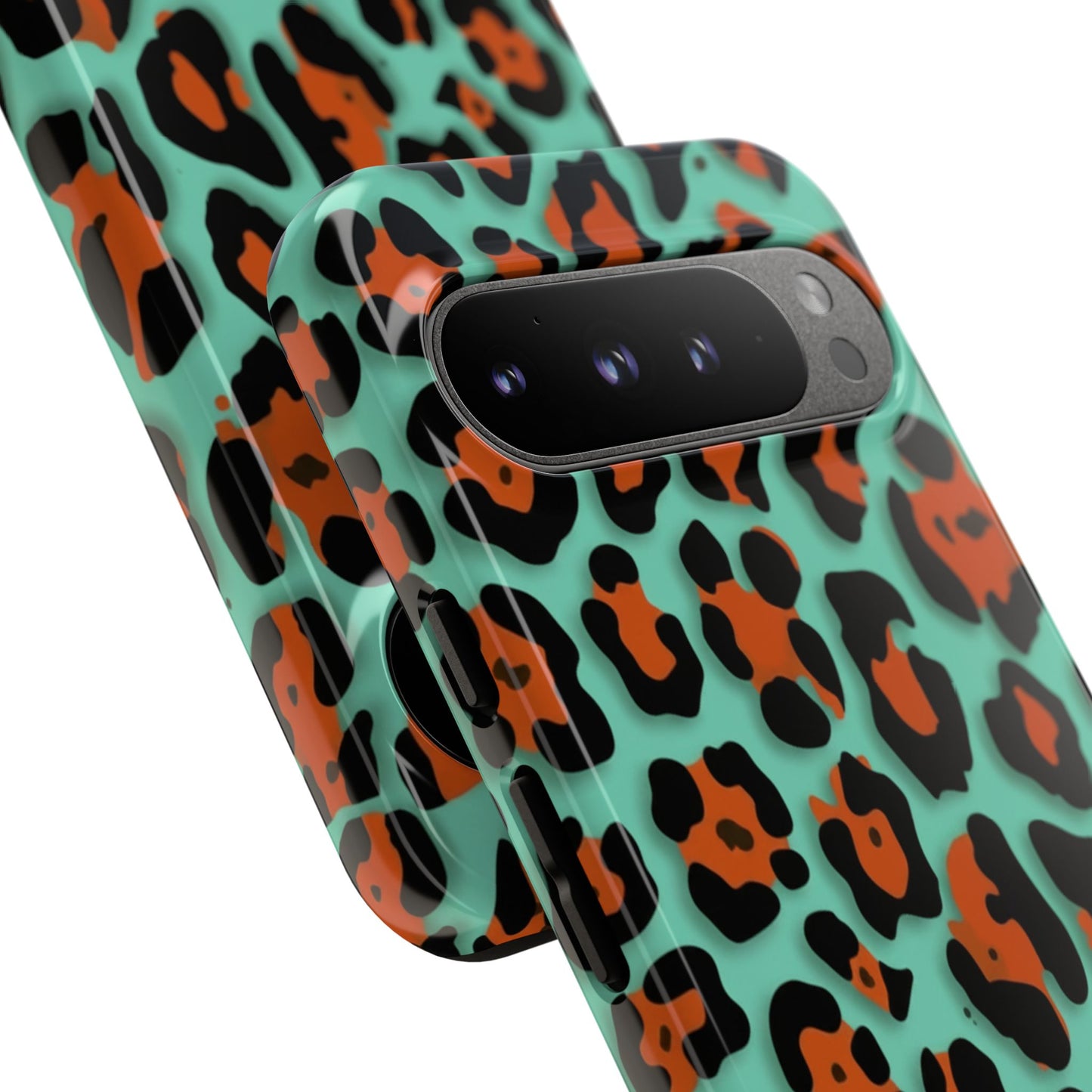 Teal & Rust Leopard Phone Case — Tough Protective Animal Print