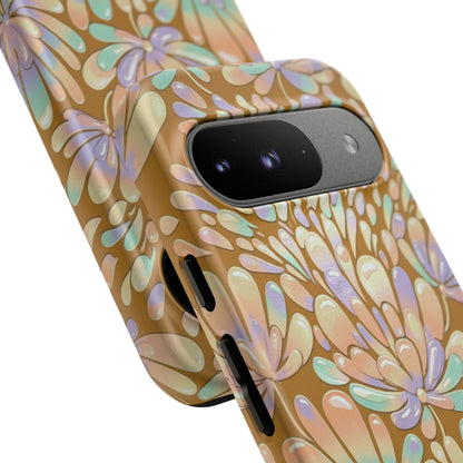 Floral Burst Tough Phone Case – Gold Pastel Botanical Protection