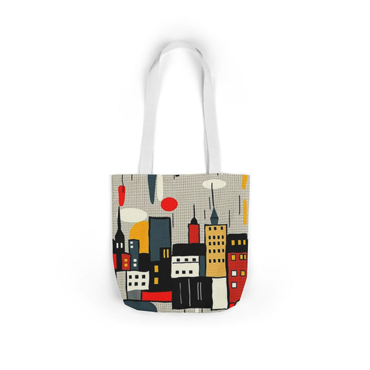Cityscape Canvas Tote Bag — Retro Urban Skyline Print
