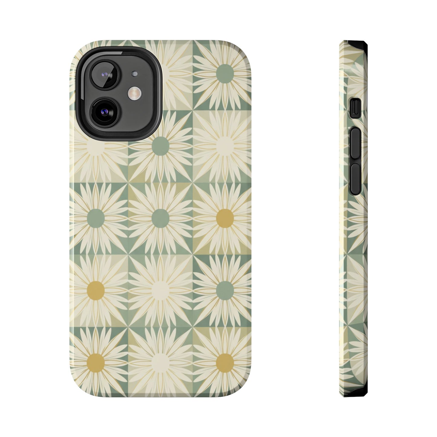 Retro Daisy Tough Phone Case — Vintage Floral Protective Cover for iPhone