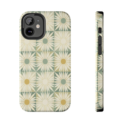 Retro Daisy Tough Phone Case — Vintage Floral Protective Cover for iPhone