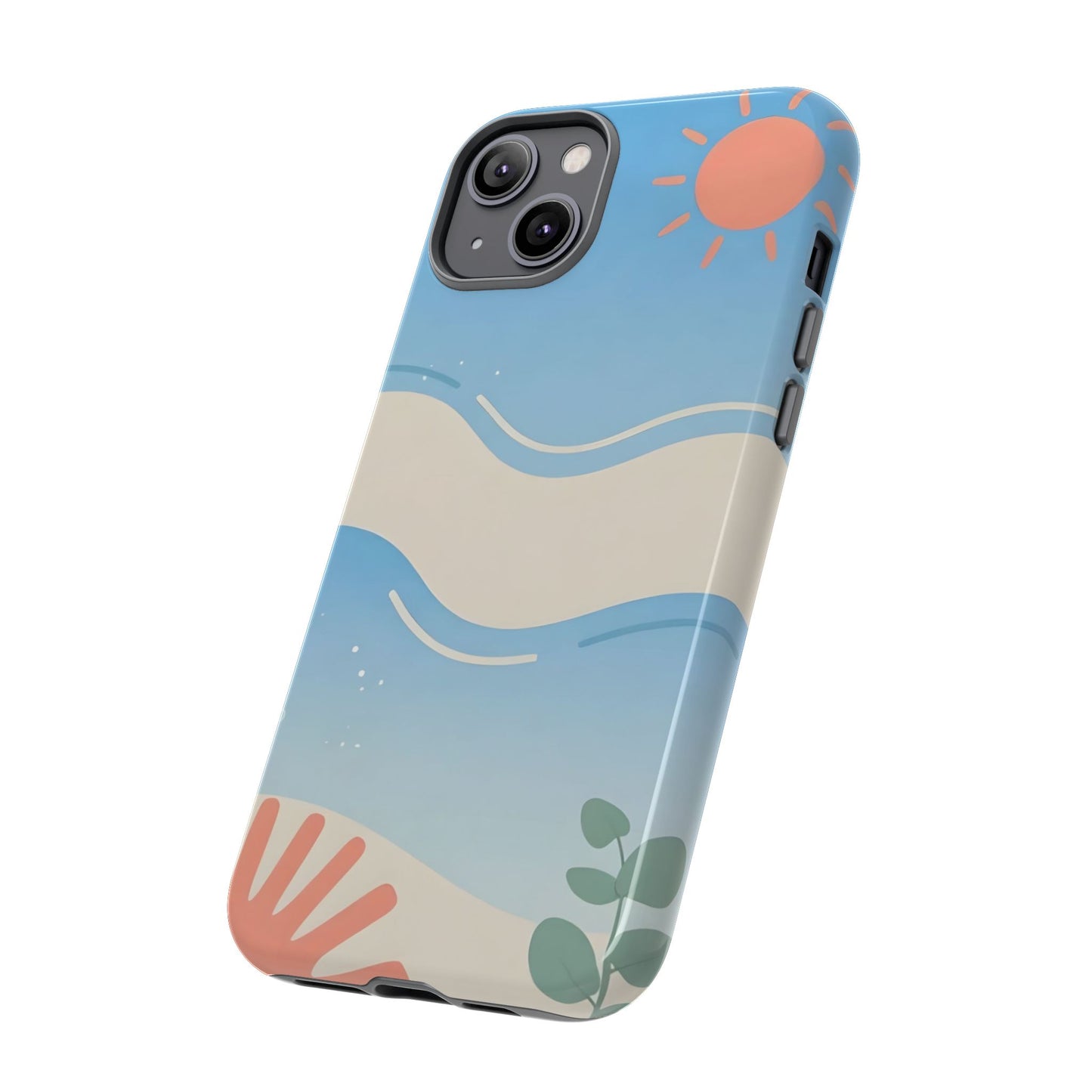 Beach Waves Tough Phone Case — Summer Sun & Seashell Protective Cover