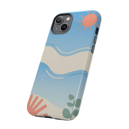 Beach Waves Tough Phone Case — Summer Sun & Seashell Protective Cover