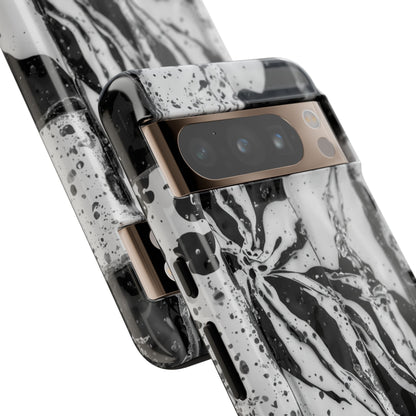 Monochrome Tile Floral Tough Phone Case