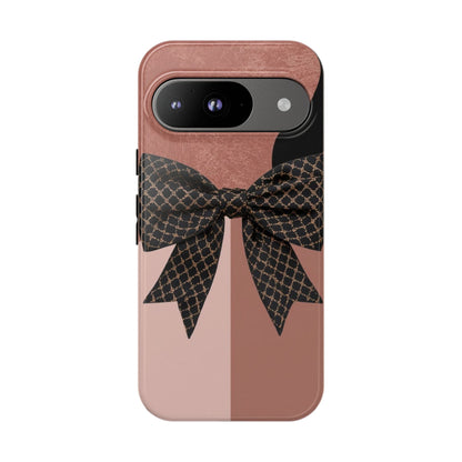 Bow Stripe Tough Phone Case – Pink Mauve Protective Cover