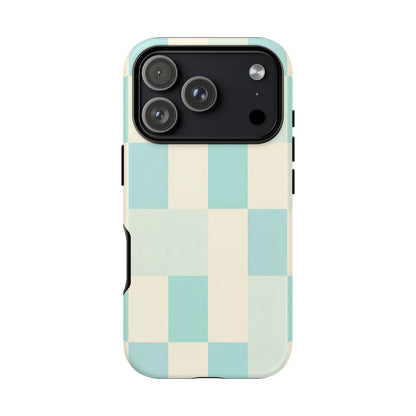 Pastel Checkerboard Tough Case – Mint & Cream Protective Phone Cover
