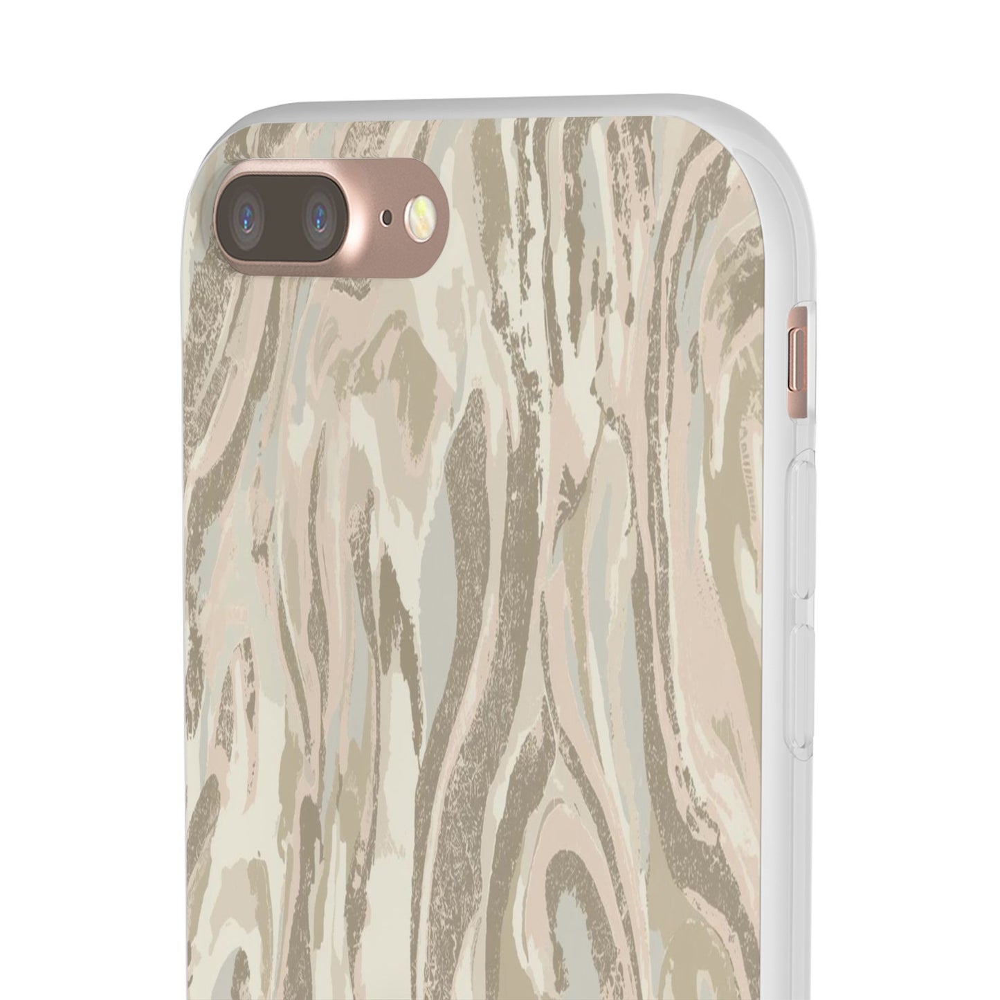 Neutral Marble Swirl Flexi Phone Case — Beige Abstract Protective Cover