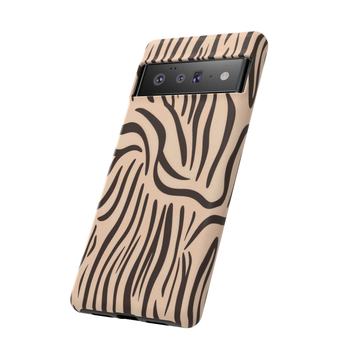 Zebra Stripe Tough Phone Case – Neutral Animal Print Protective Cover