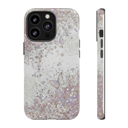 Butterfly Glitter Tough Phone Case — Floral Sparkle Protective Case