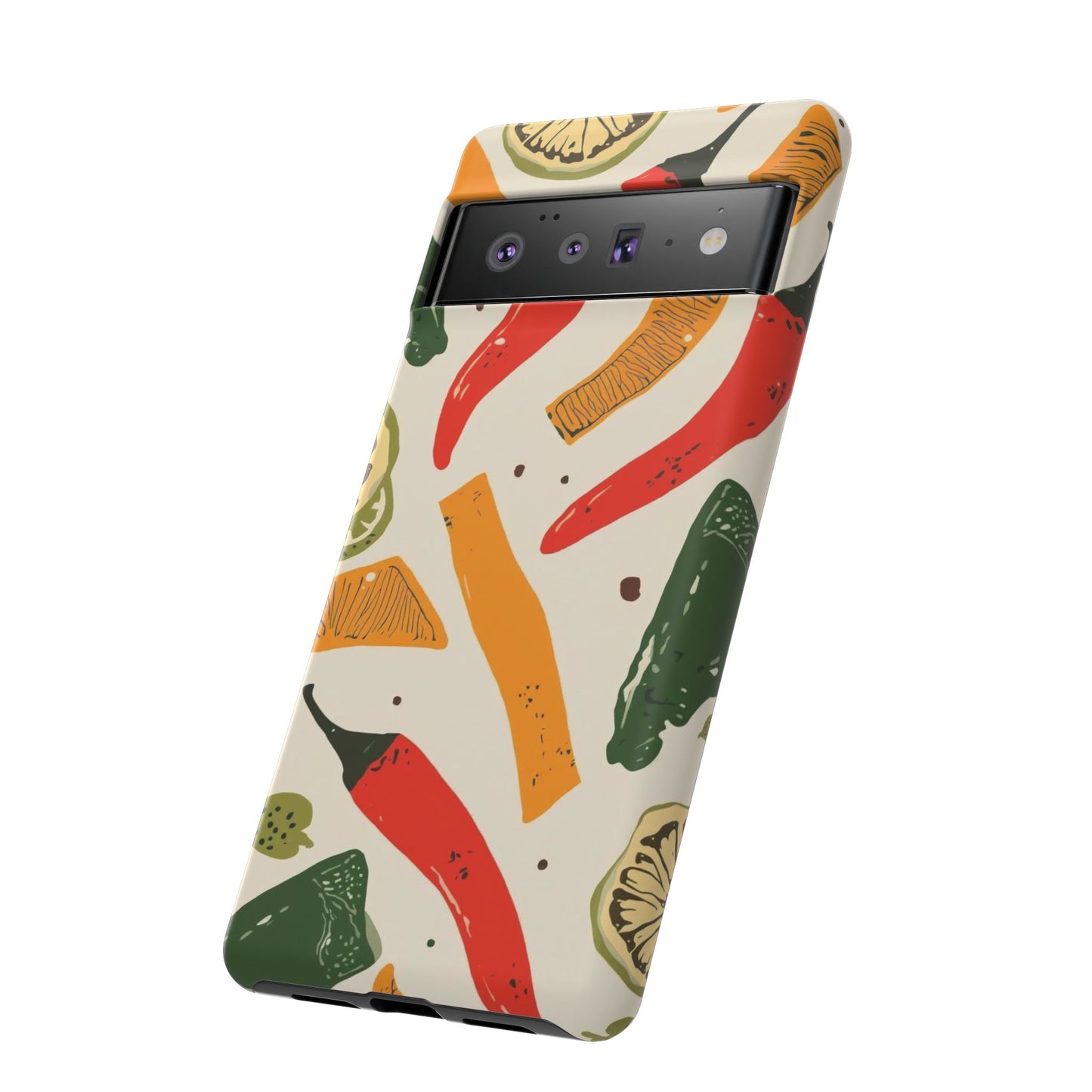 Spicy Peppers Phone Case – Colorful Chili, Lime & Citrus Pattern