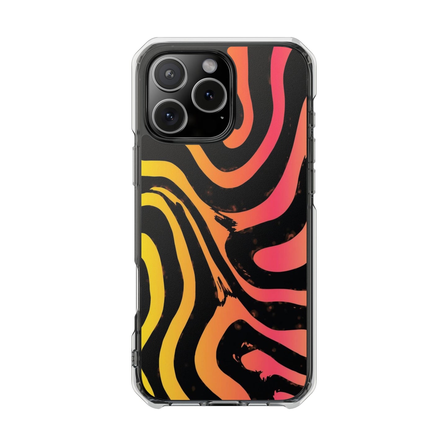 Clear Magnetic Impact Phone Case — Neon Zebra Stripe Design