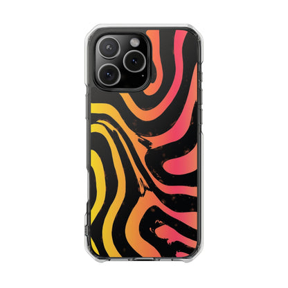Clear Magnetic Impact Phone Case — Neon Zebra Stripe Design