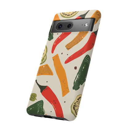 Spicy Peppers Phone Case – Colorful Chili, Lime & Citrus Pattern