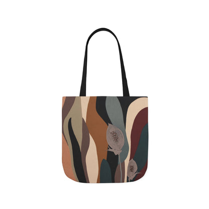 Abstract Floral Canvas Tote — Earth Tone Boho Market Bag