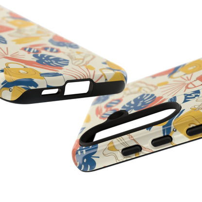 Tough Cases: Retro Summer Pattern Phone Case – Sunglasses, Sneakers & Tropical Leaves