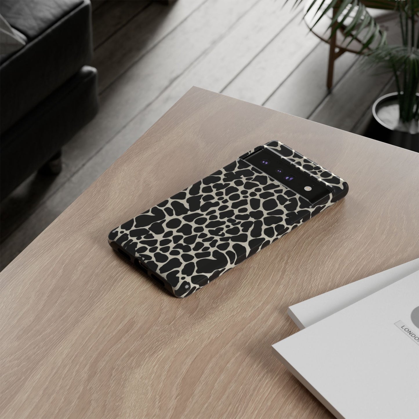 Black and White Cowhide Phone Case — Protective Tough Case