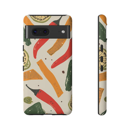 Spicy Peppers Phone Case – Colorful Chili, Lime & Citrus Pattern