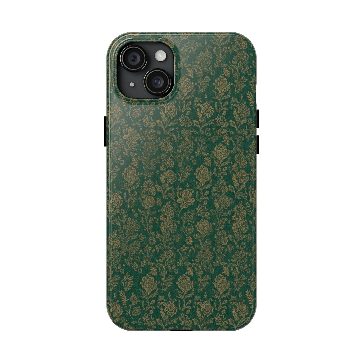 Vintage Floral Tough Phone Case — Green Damask Protective Cover