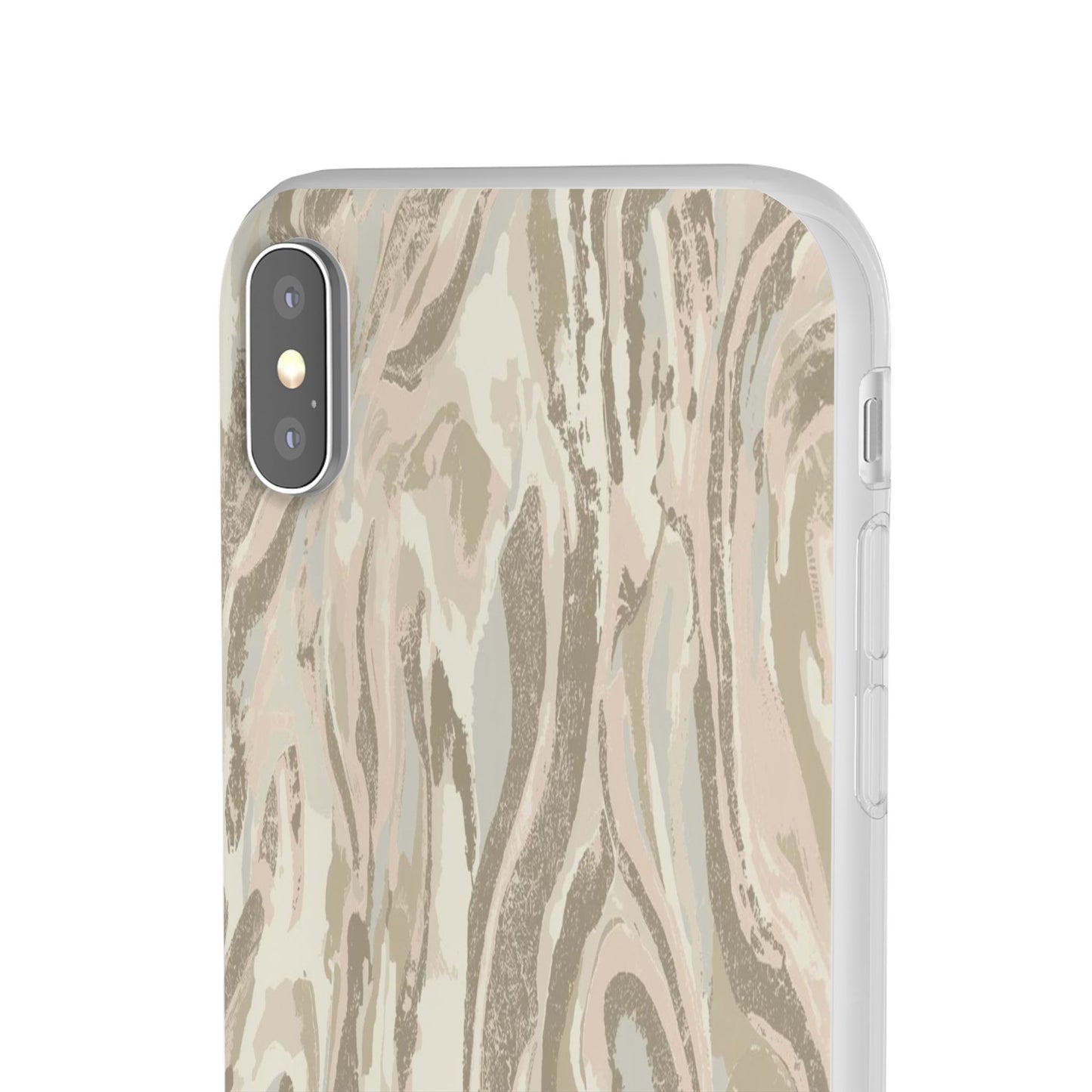 Neutral Marble Swirl Flexi Phone Case — Beige Abstract Protective Cover