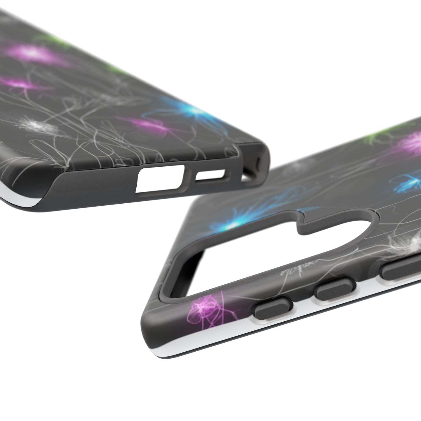 Neon Floral Tough Phone Case — Glow Flower Protective iPhone Cover