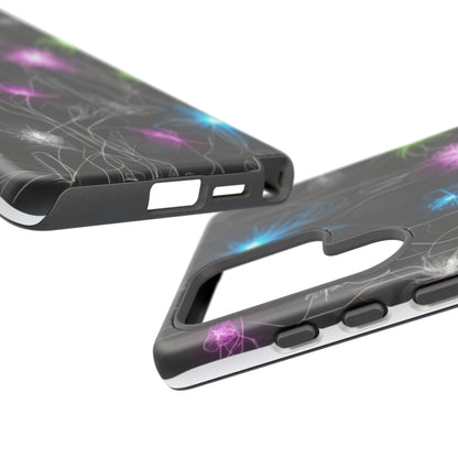 Neon Floral Tough Phone Case — Glow Flower Protective iPhone Cover