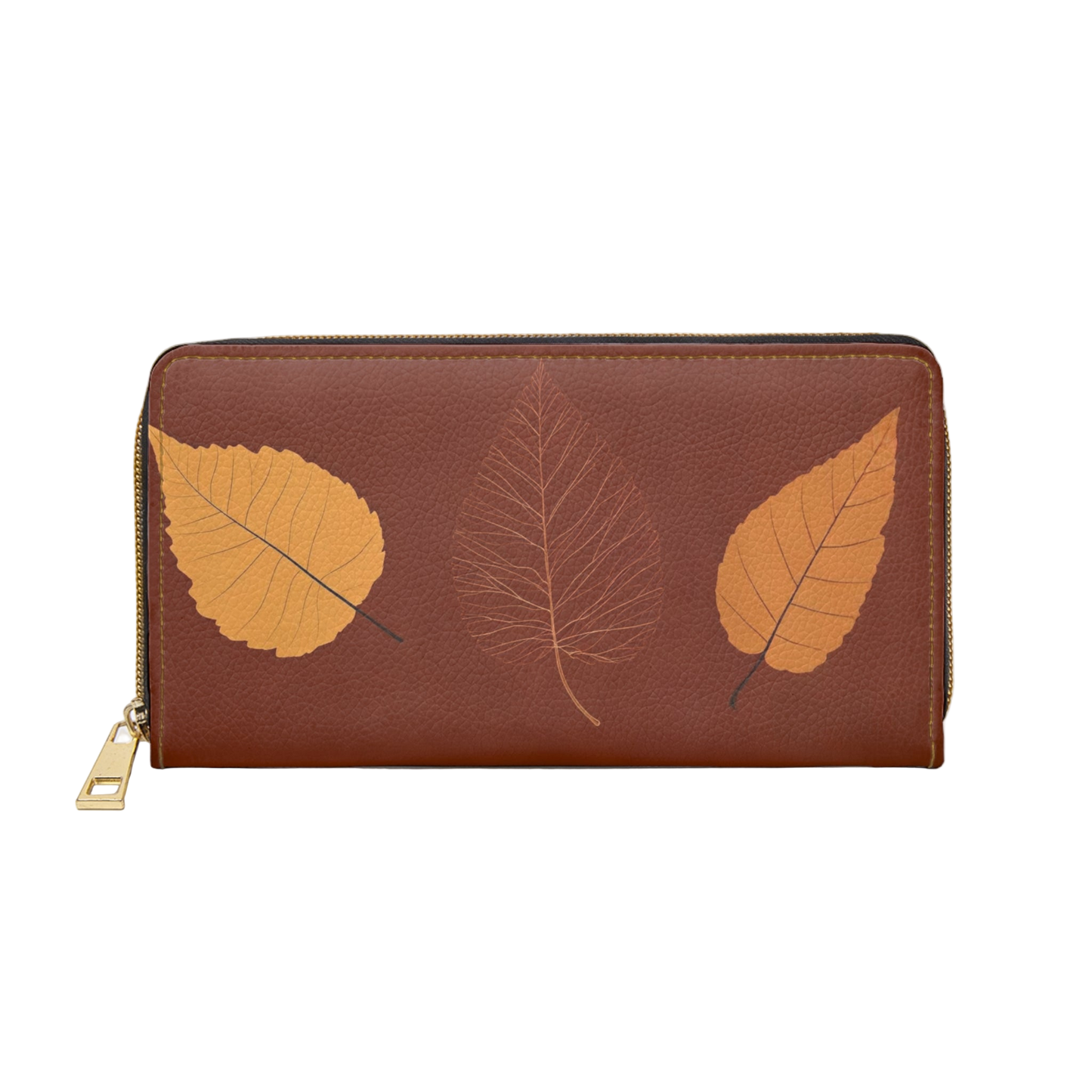 Women's Botanical Leaf Wallet - Vegan Foliage Zippered Wallet