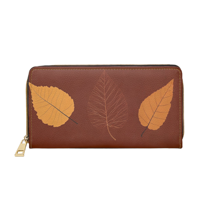 Women's Botanical Leaf Wallet - Vegan Foliage Zippered Wallet