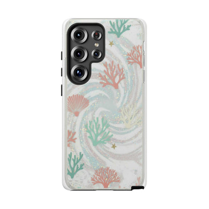 Seafoam Coral Tough Phone Case - Pastel Ocean Wave Design
