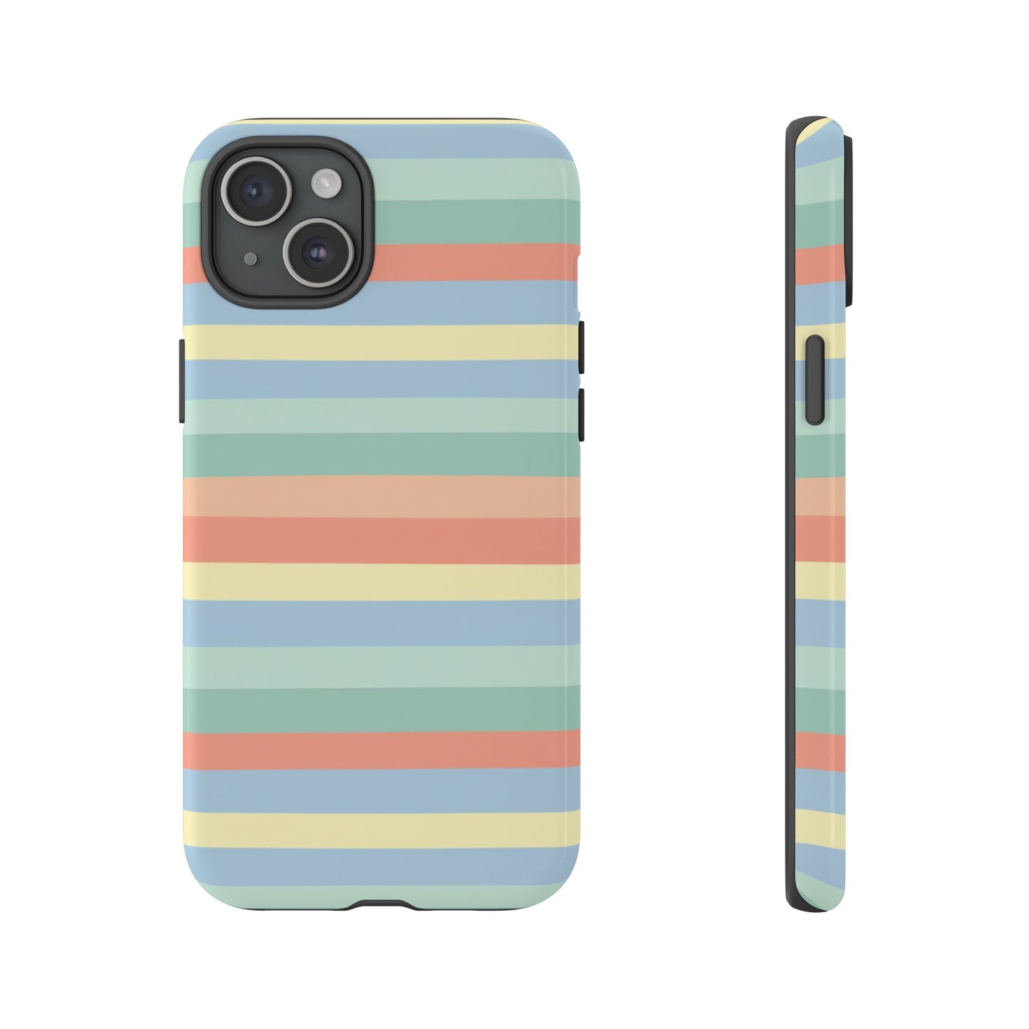 Pastel Striped Phone Case — Retro Horizontal Multi-Color Tough Case