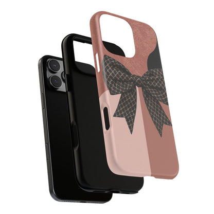 Bow Stripe Tough Phone Case – Pink Mauve Protective Cover