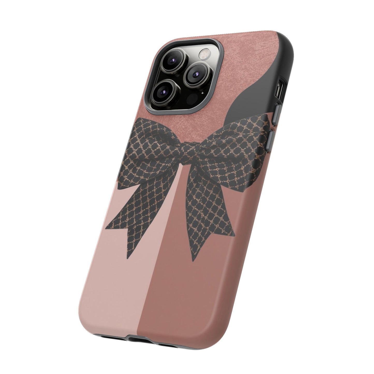 Bow Stripe Tough Phone Case – Pink Mauve Protective Cover