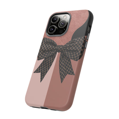 Bow Stripe Tough Phone Case – Pink Mauve Protective Cover