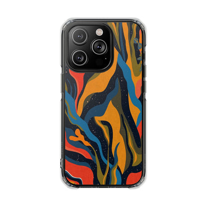Clear Magnetic Phone Case — Retro Swirl Abstract Design
