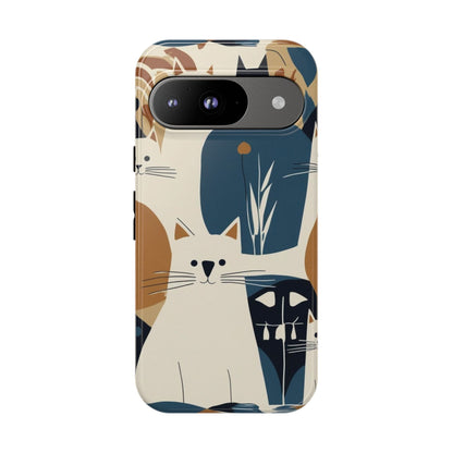 Cat Pattern Phone Case – Retro Abstract Cats Protective iPhone Cover