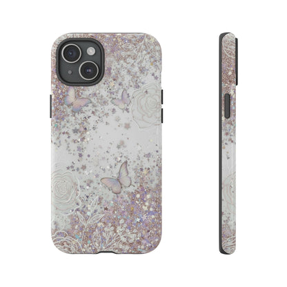 Butterfly Glitter Tough Phone Case — Floral Sparkle Protective Case