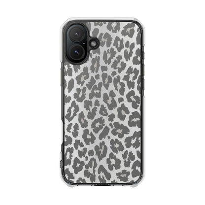 Clear Magnetic Impact Phone Case — Gray Leopard Print