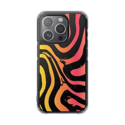 Clear Magnetic Impact Phone Case — Neon Zebra Stripe Design