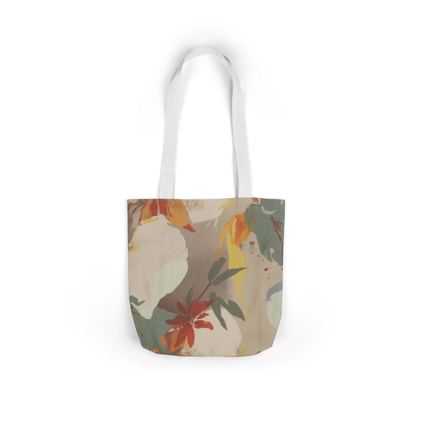 Floral Abstract Canvas Tote — Earth Tones Everyday Bag